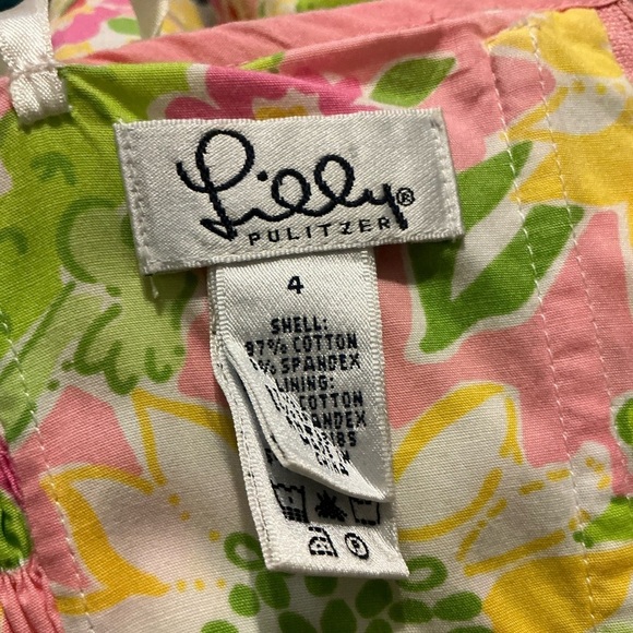 Lilly Pulitzer Bowen Gator Patch Print Cotton Poplin Lace Strapless Dress size 4 - Picture 6 of 11